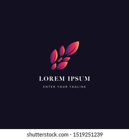 Logo Abstract Leaf Luxury With Gradient, Icon Leaf Cool Design.