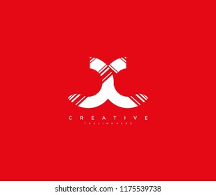 Logo Abstract Letter CC Striped Vector
