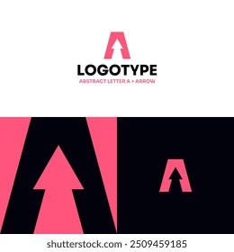 Logotipo Abstractas Un concepto de letra Minimalismo moderno Diseño plano Flecha arriba Crecimiento Rosa