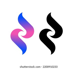 Logo with abstract letter double S isolated on white background. Flat Art Vector Illustration