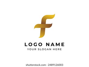 Logo Abstract Letter F with luxury gold color. Editable file