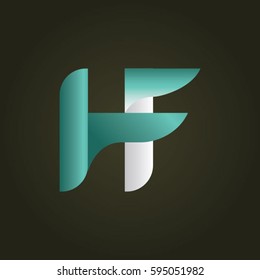 Logo Abstract letter H, F with tosca white gradient color on green  background