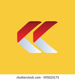 Logo Abstract letter K, K with white red white gradient color on yellow background