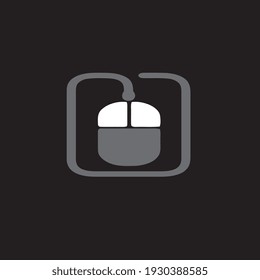 logo with an abstract letter and mouse icon