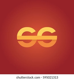 Logo Abstract letter ss with flat yellow color on red background