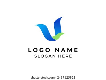 Logo abstract letter U combine bird fly, Logo identity Bird and U. Editable file