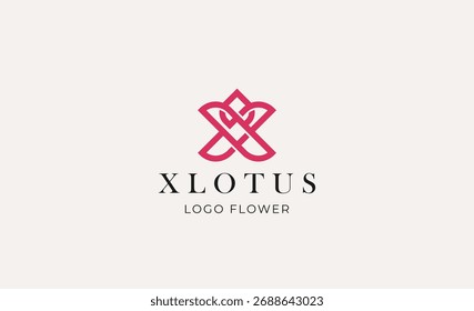 Logo Abstract Lotus or Tulip Flower With Letter X. Nature, Feminine and Beauty Colourful Creative Template. Modern and Minimalist Concept