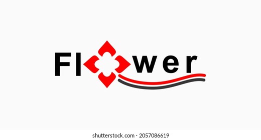 logotipo marca abstracta icono flor jazmín roja. logo simple y creativo. Resumen de la plantilla de diseño de iconos de logotipo de negocios