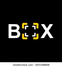 icono de marca abstracta de logotipo amarillo y blanco en una caja, ilustración de una caja en una caja. logo simple y creativo. Resumen de la plantilla de diseño de iconos de logotipo de negocios