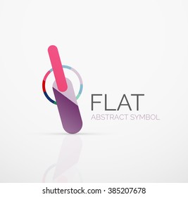 Logo - abstract minimalistic linear flat design. Business hi-tech geometric symbol, multicolored segments lines