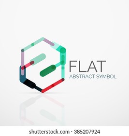 Logo - abstract minimalistic linear flat design. Business hi-tech geometric symbol, multicolored segments lines