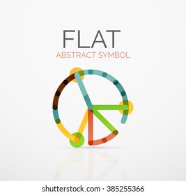 Logo - abstract minimalistic linear flat design. Business hi-tech geometric symbol, multicolored segments lines