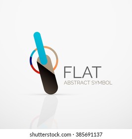 Logo - abstract minimalistic linear flat design. Business hi-tech geometric symbol, multicolored segments lines