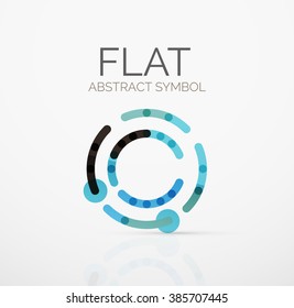 Logo - abstract minimalistic linear flat design. Business hi-tech geometric symbol, multicolored segments lines