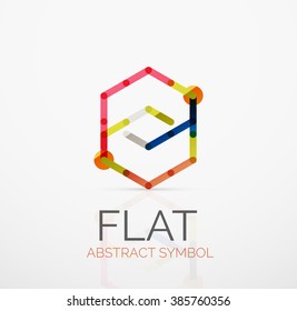Logo - abstract minimalistic linear flat design. Business hi-tech geometric symbol, multicolored segments lines