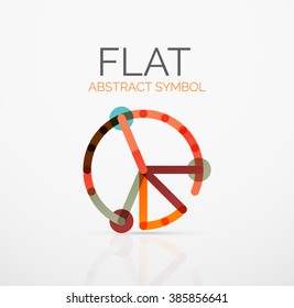 Logotipo - diseño plano lineal minimalista abstracto. Símbolo geométrico de alta tecnología empresarial, líneas de segmentos multicolores
