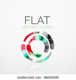 Logo - abstract minimalistic linear flat design. Business hi-tech geometric symbol, multicolored segments lines