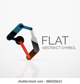 Logo - abstract minimalistic linear flat design. Business hi-tech geometric symbol, multicolored segments lines