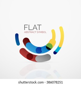 Logo - abstract minimalistic linear flat design. Business hi-tech geometric symbol, multicolored segments lines
