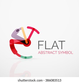 Logo - abstract minimalistic linear flat design. Business hi-tech geometric symbol, multicolored segments lines