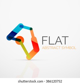 Logo - abstract minimalistic linear flat design. Business hi-tech geometric symbol, multicolored segments lines