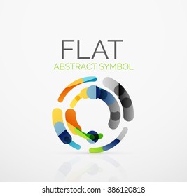 Logo - abstract minimalistic linear flat design. Business hi-tech geometric symbol, multicolored segments lines