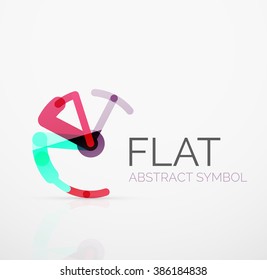 Logo - abstract minimalistic linear flat design. Business hi-tech geometric symbol, multicolored segments lines