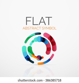 Logo - abstract minimalistic linear flat design. Business hi-tech geometric symbol, multicolored segments lines