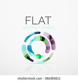 Logo - abstract minimalistic linear flat design. Business hi-tech geometric symbol, multicolored segments lines