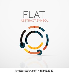 Logotipo - diseño plano lineal minimalista abstracto. Símbolo geométrico de alta tecnología empresarial, líneas de segmentos multicolores