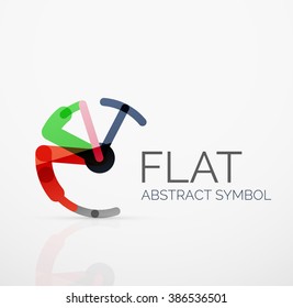 Logo - abstract minimalistic linear flat design. Business hi-tech geometric symbol, multicolored segments lines