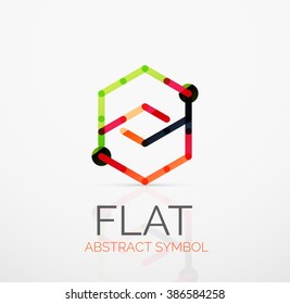 Logo - abstraktes minimalistisches lineares flaches Design. Geometrisches Hightech-Symbol für Unternehmen, mehrfarbige Segmente, Linien