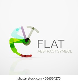 Logotipo - diseño plano lineal minimalista abstracto. Símbolo geométrico de alta tecnología empresarial, líneas de segmentos multicolores