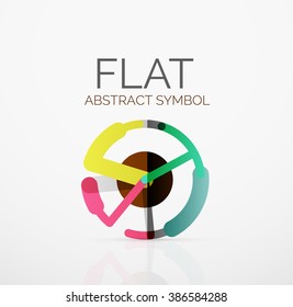 Logotipo - diseño plano lineal minimalista abstracto. Símbolo geométrico de alta tecnología empresarial, líneas de segmentos multicolores