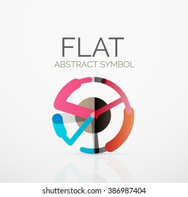 Logo - abstract minimalistic linear flat design. Business hi-tech geometric symbol, multicolored segments lines