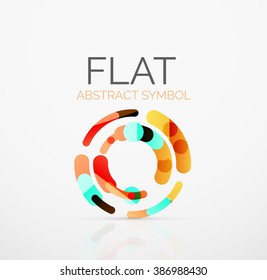 Logo - abstract minimalistic linear flat design. Business hi-tech geometric symbol, multicolored segments lines