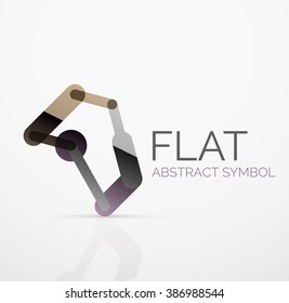 Logo - abstract minimalistic linear flat design. Business hi-tech geometric symbol, multicolored segments lines