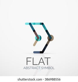 Logo - abstract minimalistic linear flat design. Business hi-tech geometric symbol, multicolored segments lines