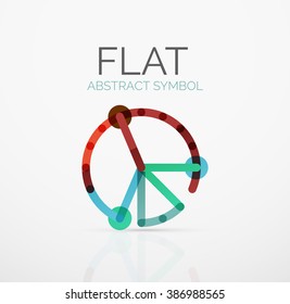Logo - abstract minimalistic linear flat design. Business hi-tech geometric symbol, multicolored segments lines