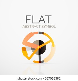 Logo - abstract minimalistic linear flat design. Business hi-tech geometric symbol, multicolored segments lines
