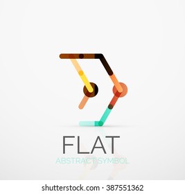 Logotipo - diseño plano lineal minimalista abstracto. Símbolo geométrico de alta tecnología empresarial, líneas de segmentos multicolores
