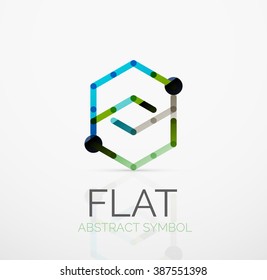 Logotipo - diseño plano lineal minimalista abstracto. Símbolo geométrico de alta tecnología empresarial, líneas de segmentos multicolores