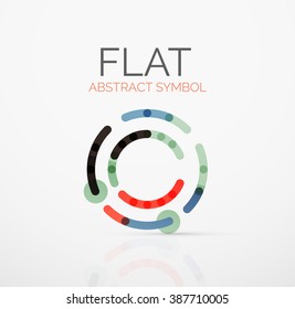 Logo - abstract minimalistic linear flat design. Business hi-tech geometric symbol, multicolored segments lines