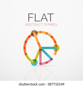 Logotipo - diseño plano lineal minimalista abstracto. Símbolo geométrico de alta tecnología empresarial, líneas de segmentos multicolores