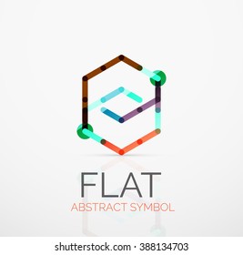 Logo - abstract minimalistic linear flat design. Business hi-tech geometric symbol, multicolored connected segments of lines. Vector illustration - connection concept