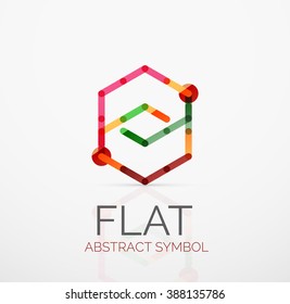 Logo - abstraktes minimalistisches lineares flaches Design. Business High-Tech geometrisches Symbol, mehrfarbige verbundene Segmente von Linien. Vektorgrafik - Verbindungskonzept