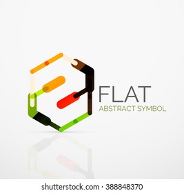Logo - abstract minimalistic linear flat design. Business hi-tech geometric symbol, multicolored segments lines