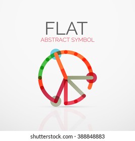 Logo - abstract minimalistic linear flat design. Business hi-tech geometric symbol, multicolored segments lines