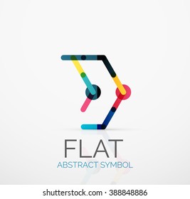 Logo - abstract minimalistic linear flat design. Business hi-tech geometric symbol, multicolored segments lines