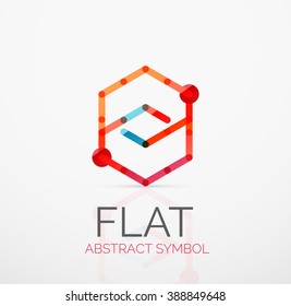 Logo - abstract minimalistic linear flat design. Business hi-tech geometric symbol, multicolored segments lines